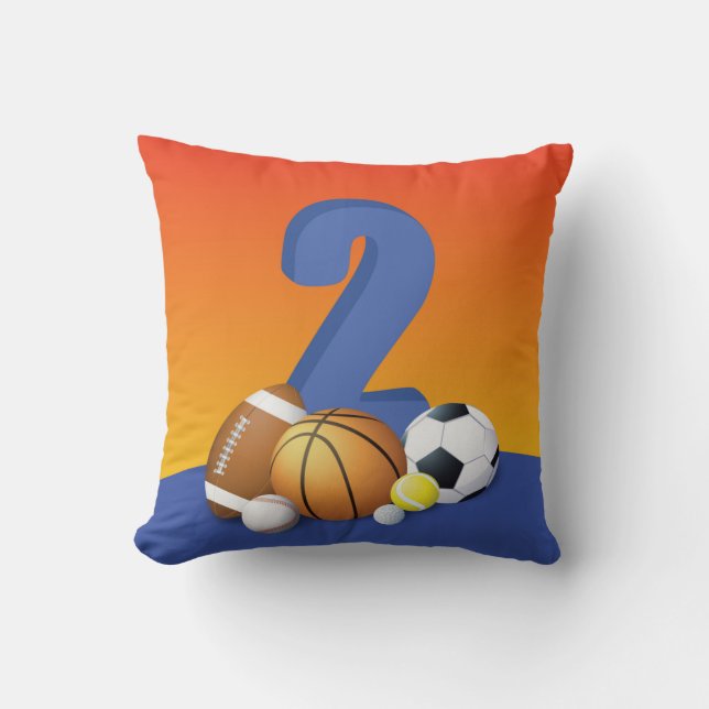 Coussin Garçon 2e anniversaire Sports Balls (Recto)