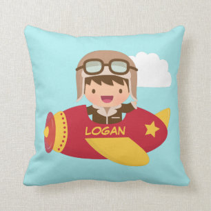 Coussin Garçon Aviateur Mignon Décoration de Chambre d'Enf