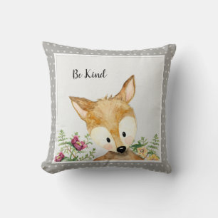 Coussin Garçon Be Kind Little Deer Aquarelle Bois Animal