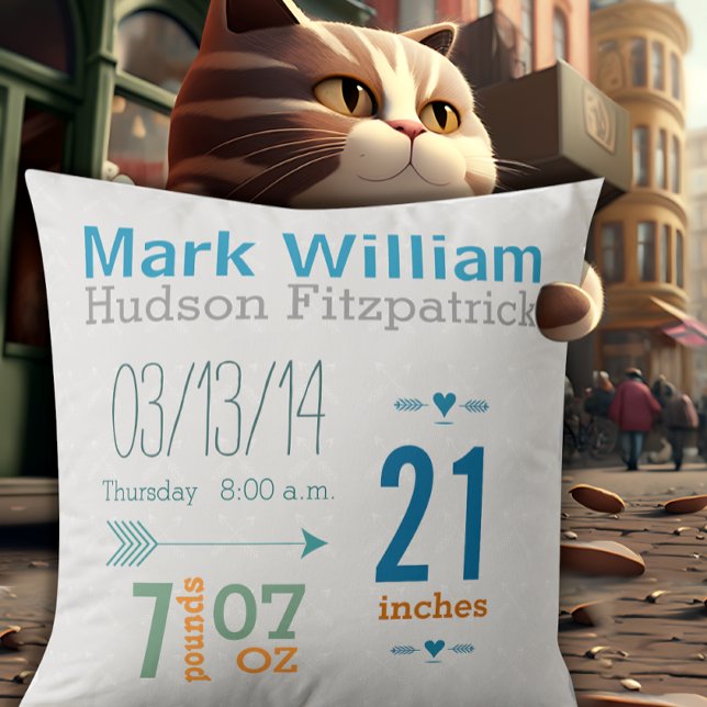 Coussin Garçon de la chambre de bébé Stat Flat Motif (Créateur téléchargé)