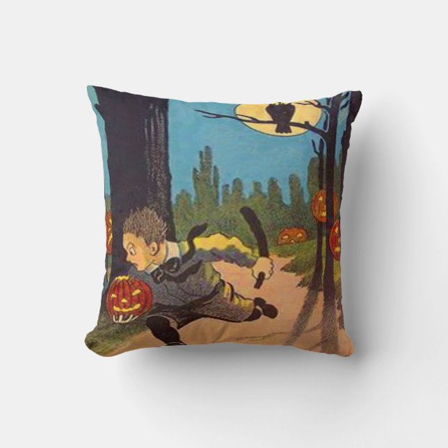 Coussin Garçon Effrayé par les Citrouilles de Jack O' Lant (Recto)