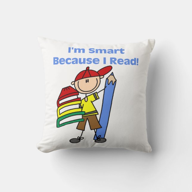 Coussin Garçon intelligent parce que je lis (Recto)