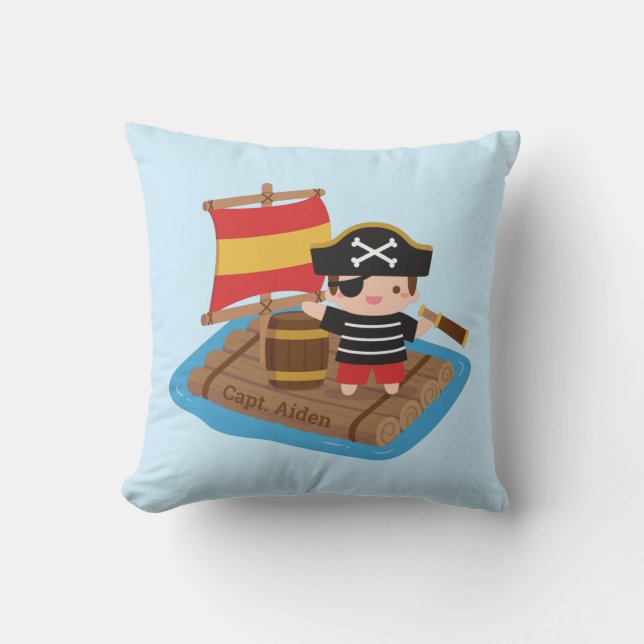 Coussin Garçon pirate mignon Aventure en mer Chambre d'enf (Recto)