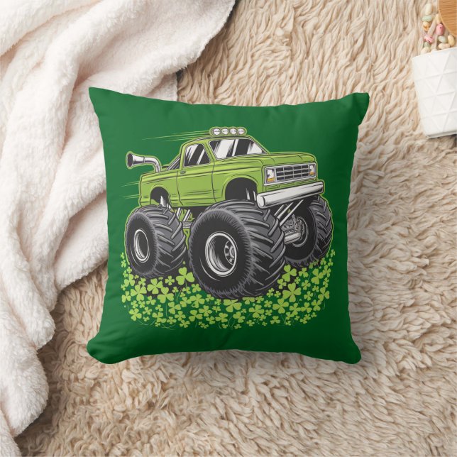 Coussin Garçon Saint-Patrick Enfant Chanceux Monster Truck (Couverture)