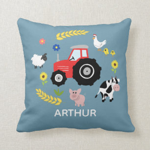 Coussin Garçons Cute Farm Animal Tracteur Nom Enfants Nurs