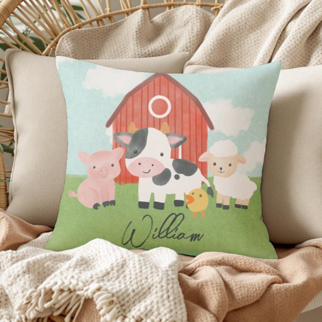 Coussin Garçons Cute Rustic Farm Animaux Enfants (Créateur téléchargé)
