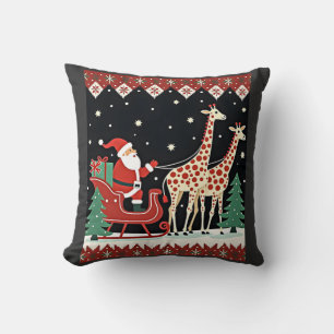 Coussin Garçons Filles Père Noël Chevauchant Traîneau Gira