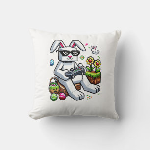 Coussin Garçons Joyeux Jour de Pâques Lapin Œuf Jeu Vidéo