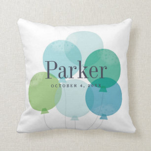 Coussin Garçons modernes Blue Balloon Bunch Arc-en-ciel En