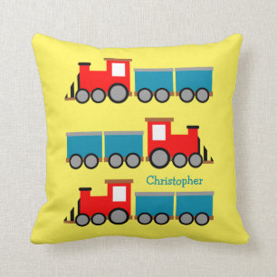Coussin Garçons Nom Jouets de train Nourriture personnalis