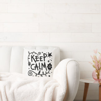 Coussin Garde Calme Typographie Gras Noir et Blanc