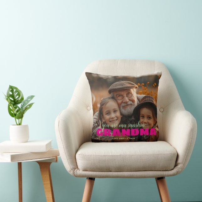 Coussin Garde-photo personnalisée GRANDMA cadeau (Chaise)