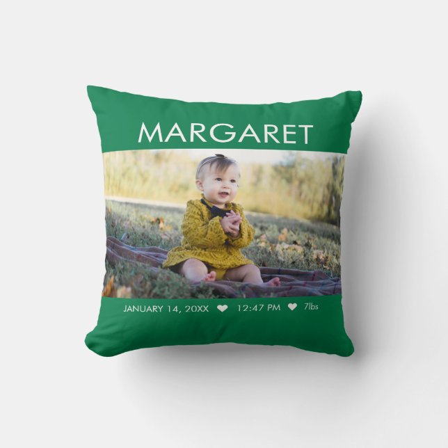 Coussin Garde photo pour bébé nouveau-né vert (Recto)