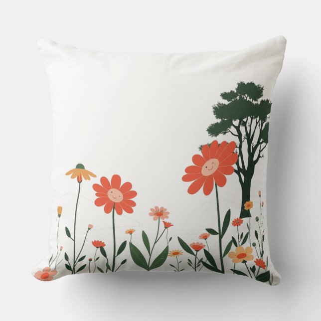 Coussin Garden Charm – Colorful Botanical Pillow (Recto)