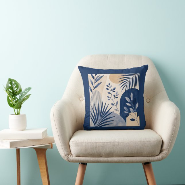 Coussin Gardens Syracuse Abstract Navy Leaf Cushion (Chaise)