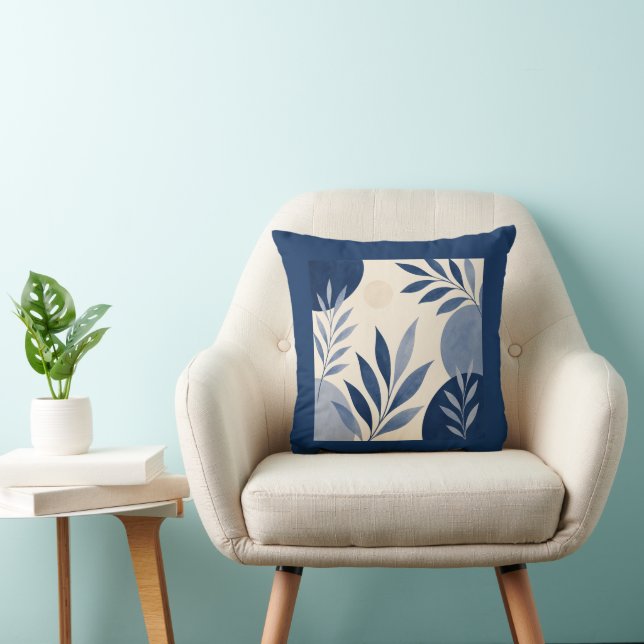 Coussin Gardens Syracuse Ivory Blue Foliage Cushion (Chaise)