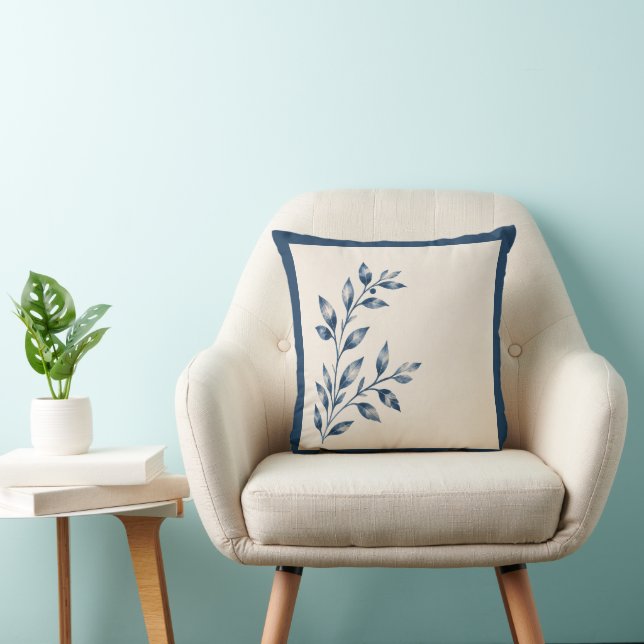 Coussin Gardens Syracuse Minimalist Blue Leaf Cushion (Chaise)