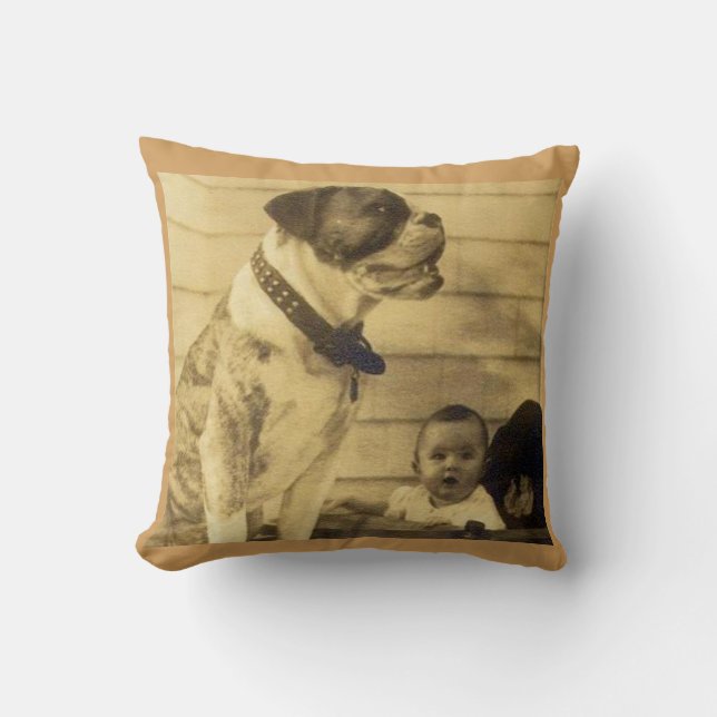 Coussin Gardes pitbull des années 1920 (Recto)