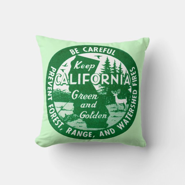 Coussin Gardez la Californie verte et dorée (Recto)