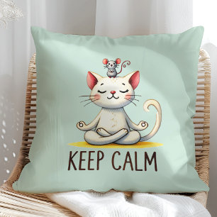Coussin "Gardez le calme" Drôle Amoureux de les chats