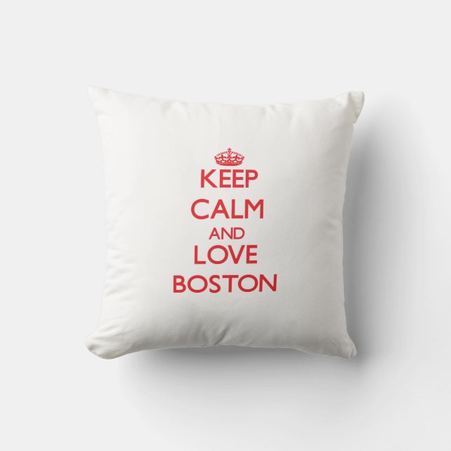 Coussin Gardez le calme et aimez Boston (Recto)