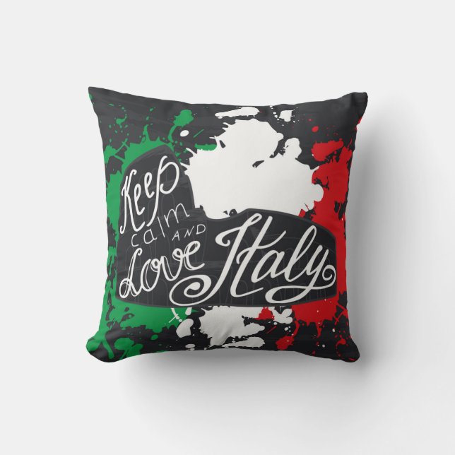 Coussin Gardez le calme et aimez l'Italie (Recto)