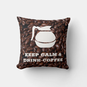 Coussin Gardez le calme et buvez du café/café