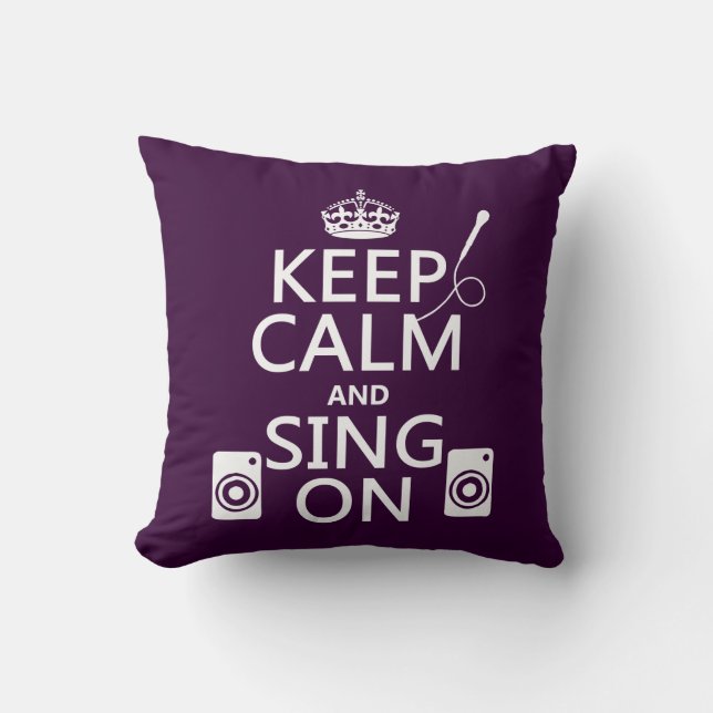 Coussin Gardez le calme et chantez sur (le karaoke) (Recto)