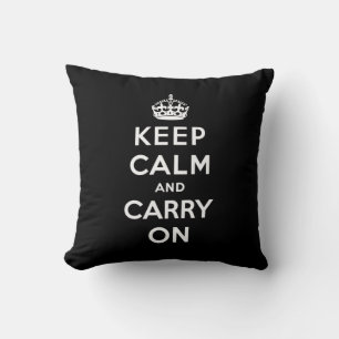 Coussin Gardez le calme et continuez (conception noire)