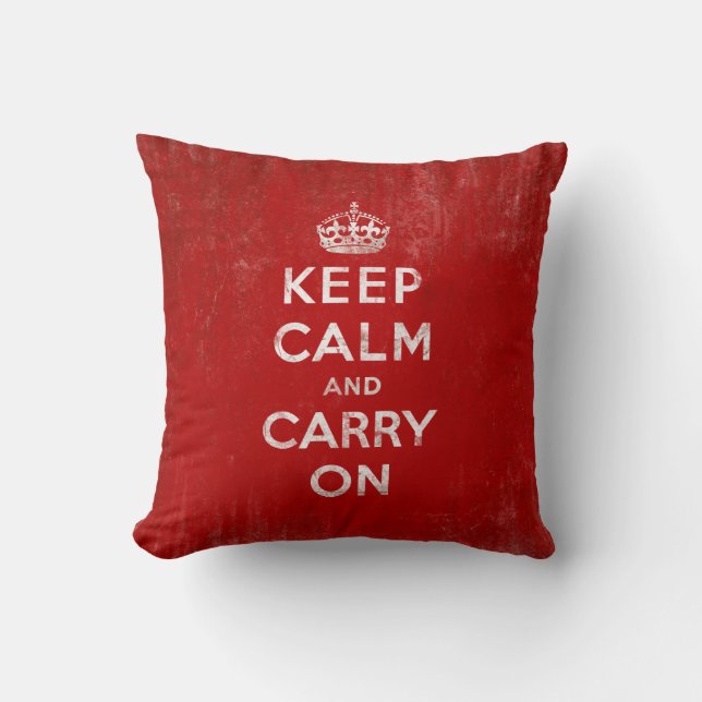 Coussin Gardez le calme et continuez sur le rouge Vintage (Recto)