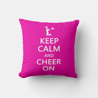Coussin Gardez le calme et la joie, rose Pom-pom girl