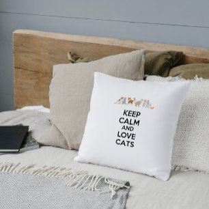 Coussin Gardez le calme et l'amour chats