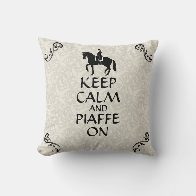 Coussin Gardez le calme et le Piaffe sur le dressage (Recto)