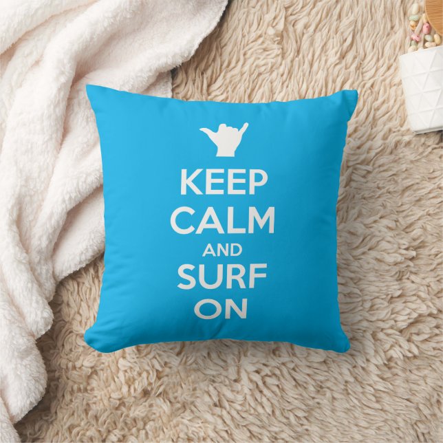 Coussin Gardez le calme et le Surf allumés (Couverture)
