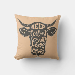 Coussin Gardez Le Calme Et Les Vaches D'Amour