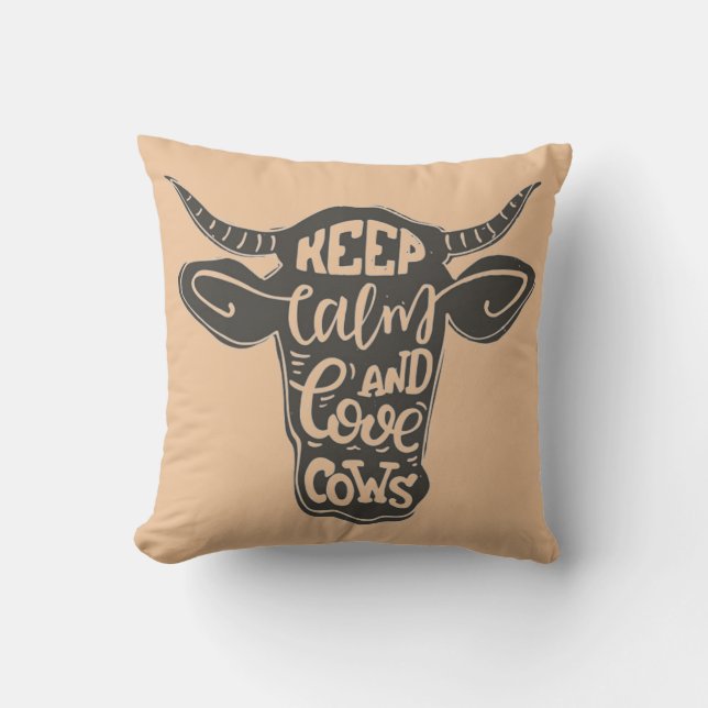 Coussin Gardez Le Calme Et Les Vaches D'Amour (Recto)
