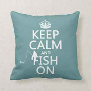 Coussin Gardez le calme et pêchez sur (toutes les