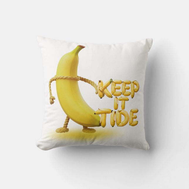 Coussin Gardez-le Tide – Typographie drôle de banane Minim (Recto)