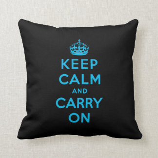 Coussin gardez votre calme et continuez - Noir et bleu
