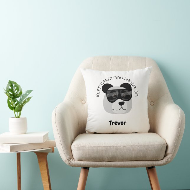 Coussin Gardez votre calme et Panda activé (Chaise)