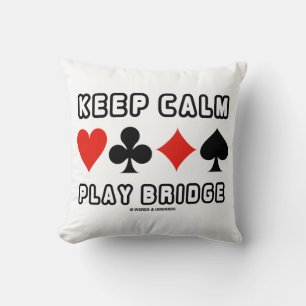 Coussin Gardez votre calme, jouez au bridge (Quatre couleu
