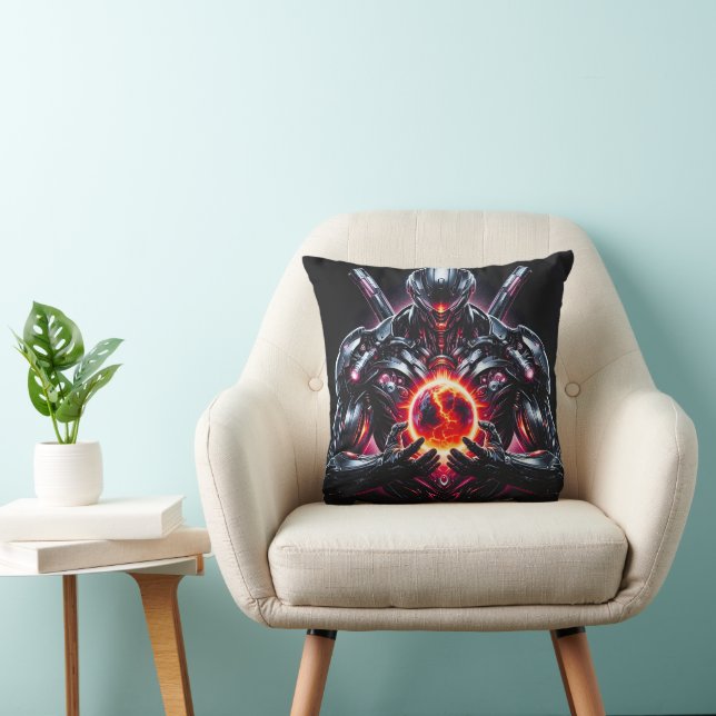 Coussin Gardien Cosmique Cybernétique Abstrait Robot Futur (Chaise)