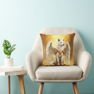 Coussin Gardien de l'Aube – Le Loup à l'Aile Blanche.