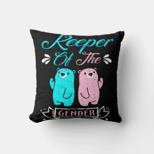 Coussin Gardien de l'ours en peluche rose et bleu selon le