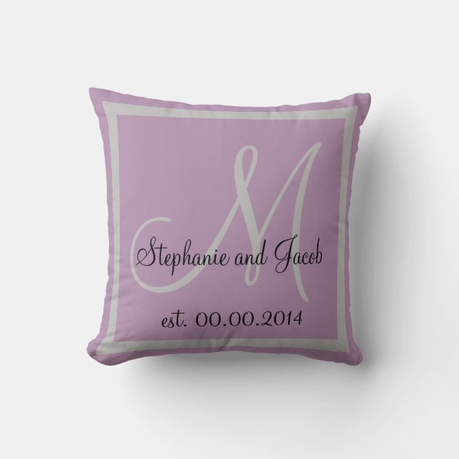 Coussin Gardien Mariage pastel violet et gris argent (Recto)