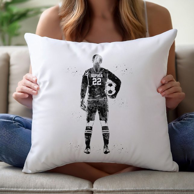 Coussin Gardienne de but de football féminin (Créateur téléchargé)