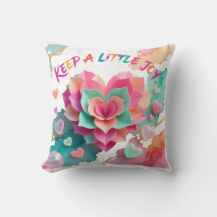 Coussin Gardons Un Peu De Joie Cœur Coloré Graphique