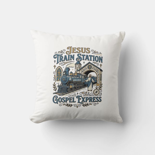 Coussin Gare de train Jésus Gospel Express Gare de train J (Recto)