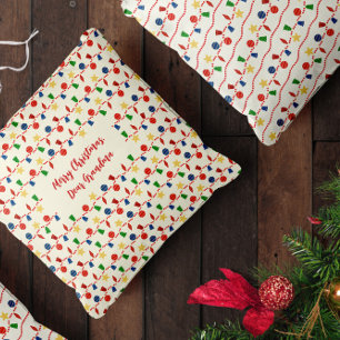 Coussin Garlande perlée avec ornements de Noël rétro