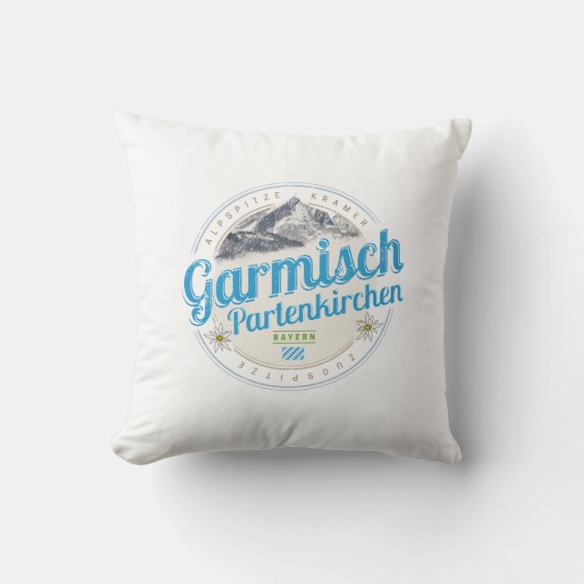 Coussin Garmisch Partenkirchen Bavière Alpes Vintages (Recto)